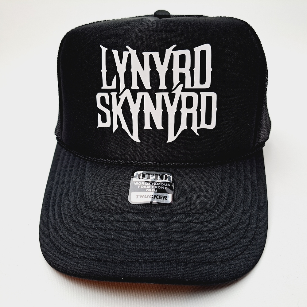 Lynyrd Skynyrd Foam Mesh Trucker Snapback Cap Hat Black HTV